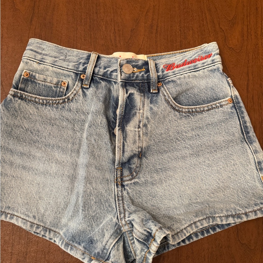 High waisted “vintage” Budwiser Jean shorts